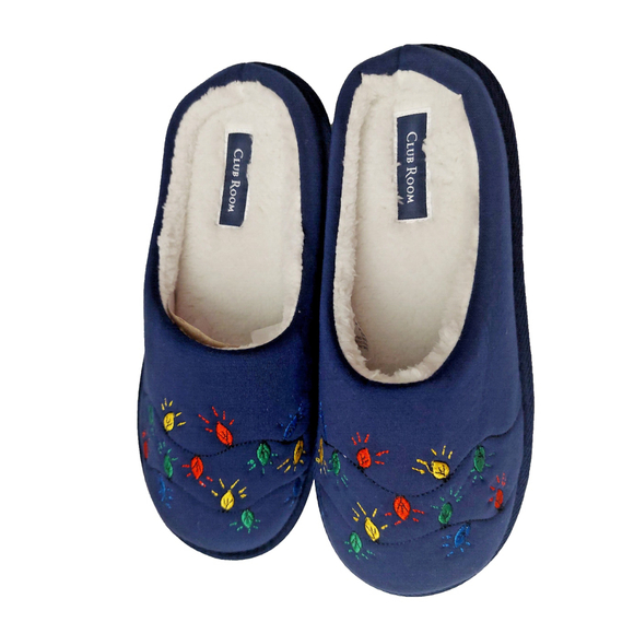 Club Room Men's Navy Blue Embroidered Indoor/Outdoor Slippers Size Medium 8-9 - Picture 5 of 16
